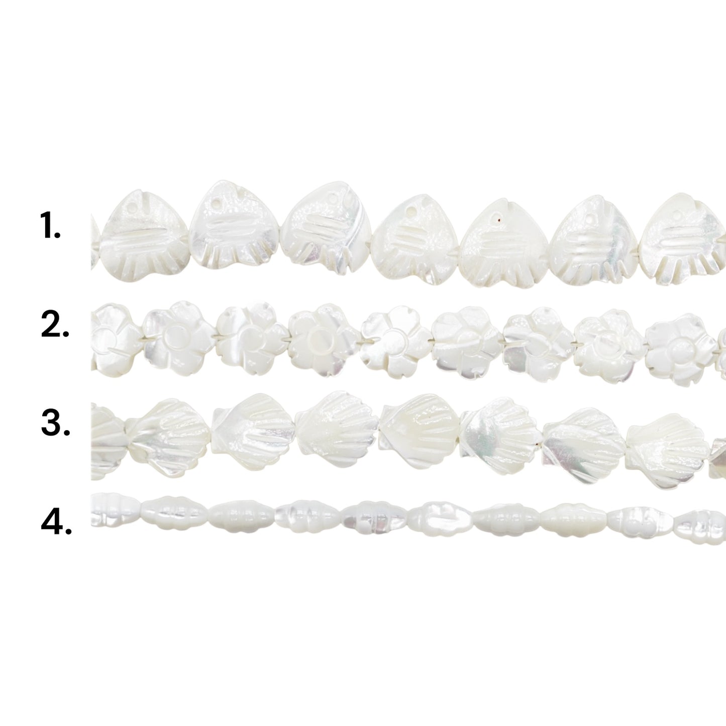 Fil de perle nacre blanche (4 formes disponibles)