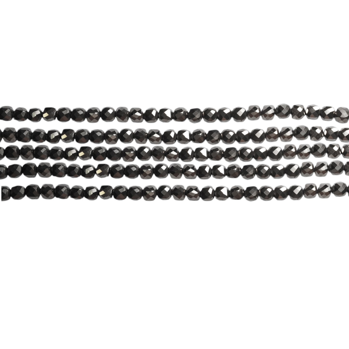 Fil de perle Hématite electroplaquée argenté cube facetté HEA-205 5 mm - Foliesbijoux