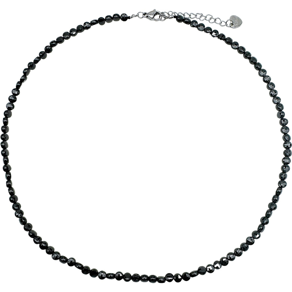 Collier Spinelle noire rond plat 4mm acier inoxydable doré/argenté - Foliesbijoux