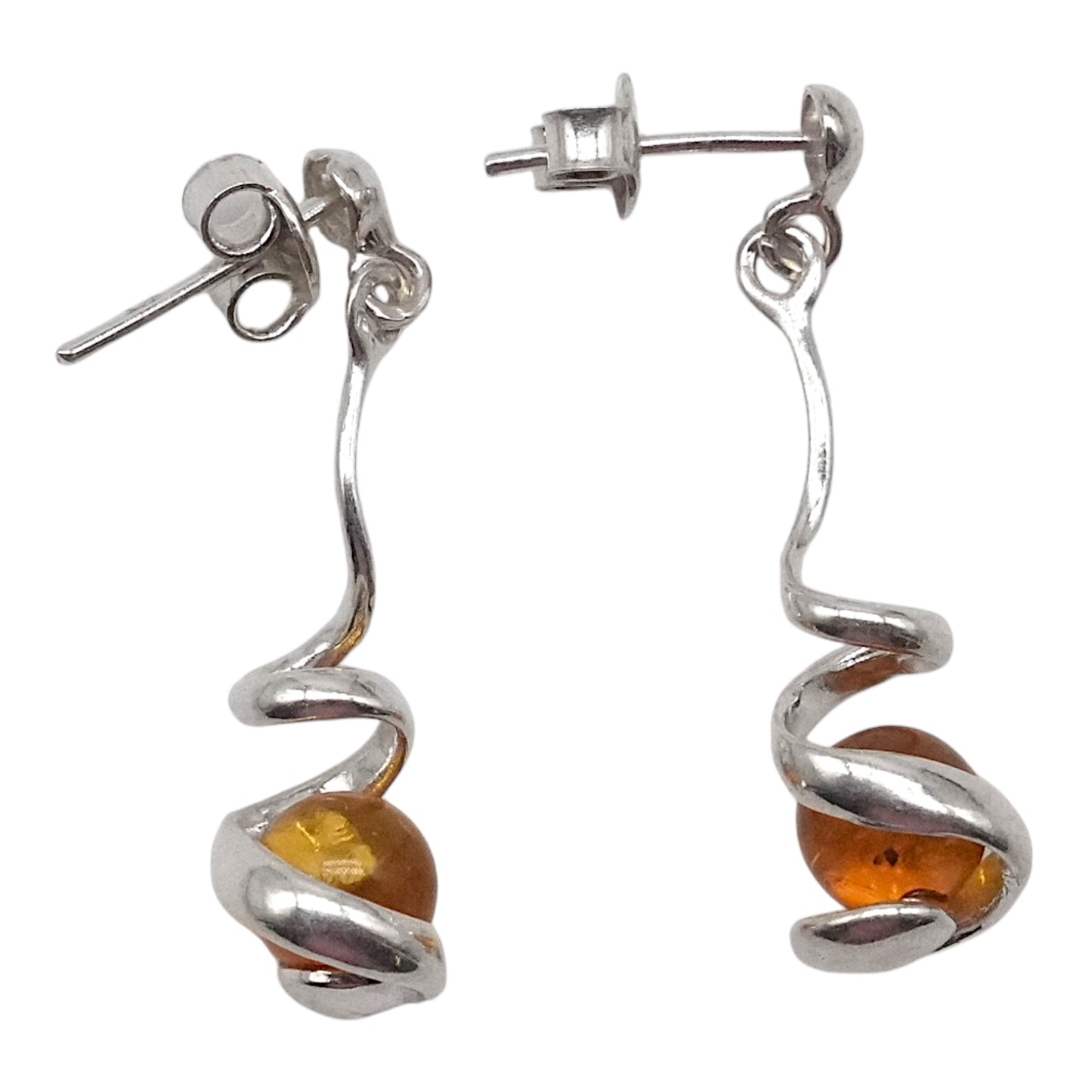 Boucle d'oreille ambre & Argent 925 - Foliesbijoux