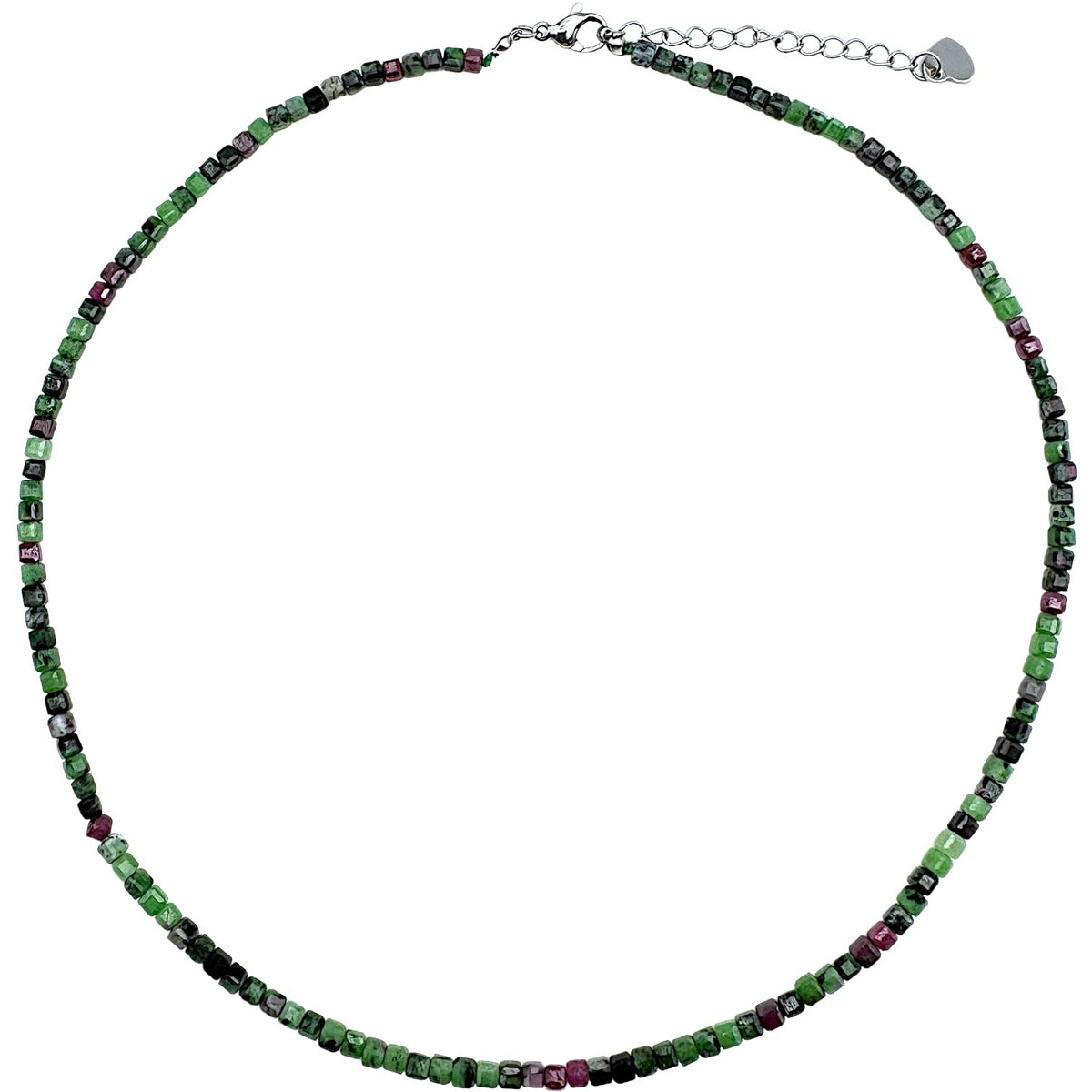 Collier Rubis sur zoisite carré 3x3mm acier inoxydable doré/argenté - Foliesbijoux