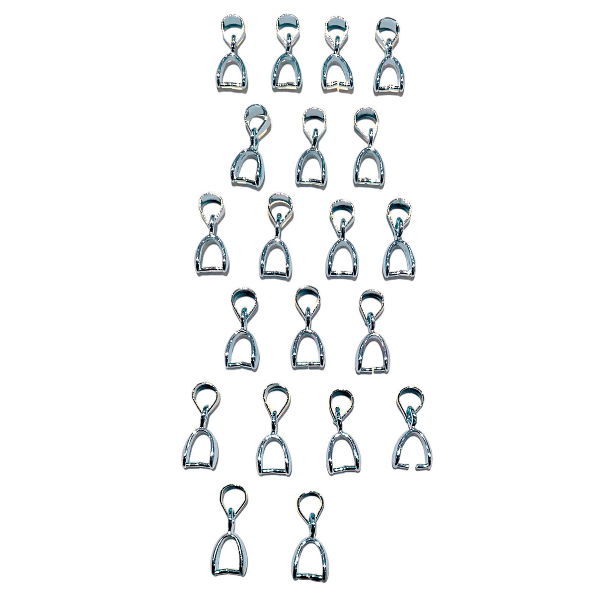 Lot de 20 Bélières argentées frontales K1/K2/K3 (3 tailles disponibles) - Foliesbijoux