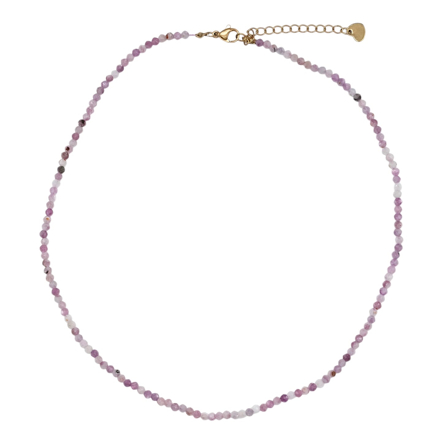 Collier Lépidolite violette 2-3mm acier inoxydable doré/argenté (référence 15) - Foliesbijoux