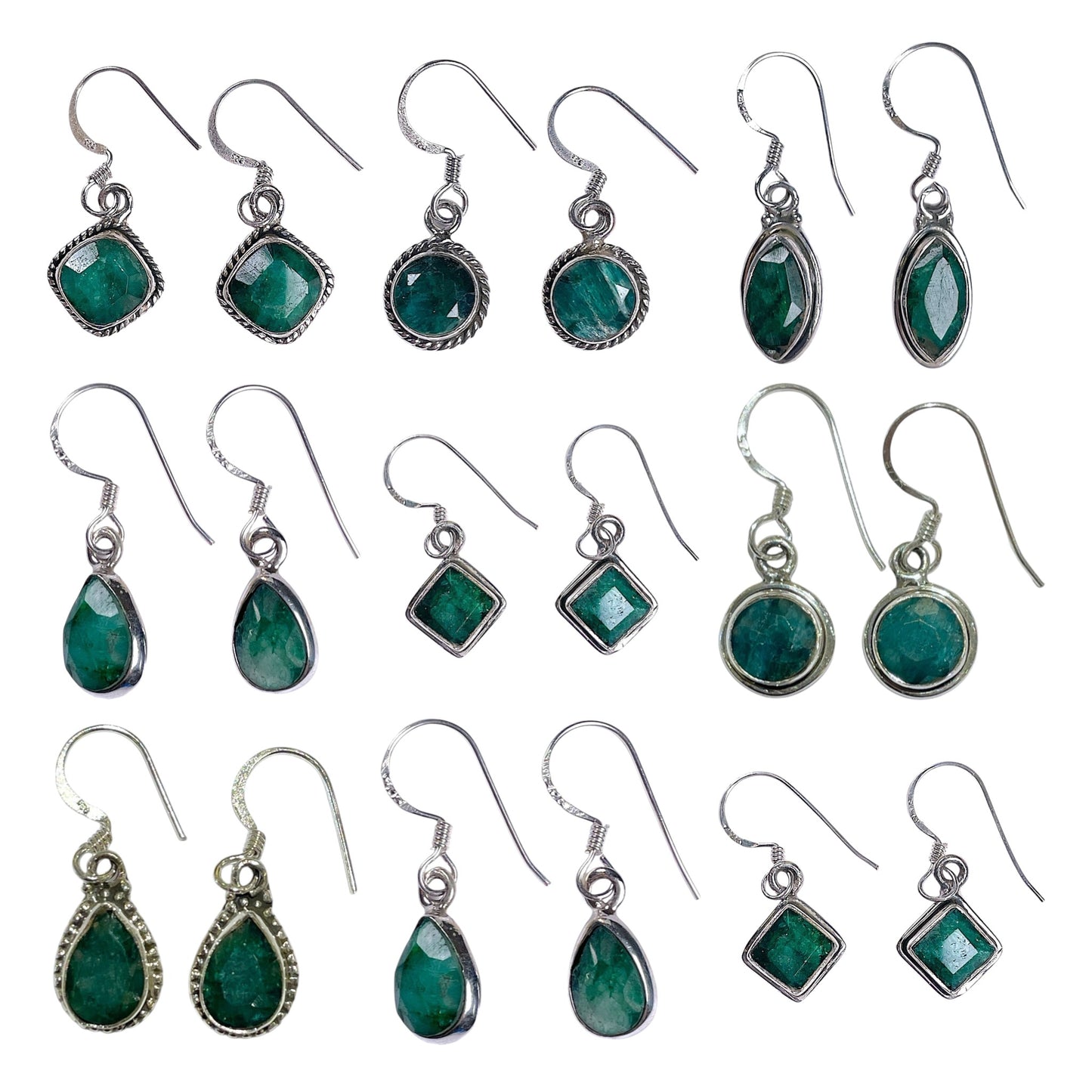 Boucle d'oreille en Argent 925 et Emeraude modèle aléatoire - Foliesbijoux