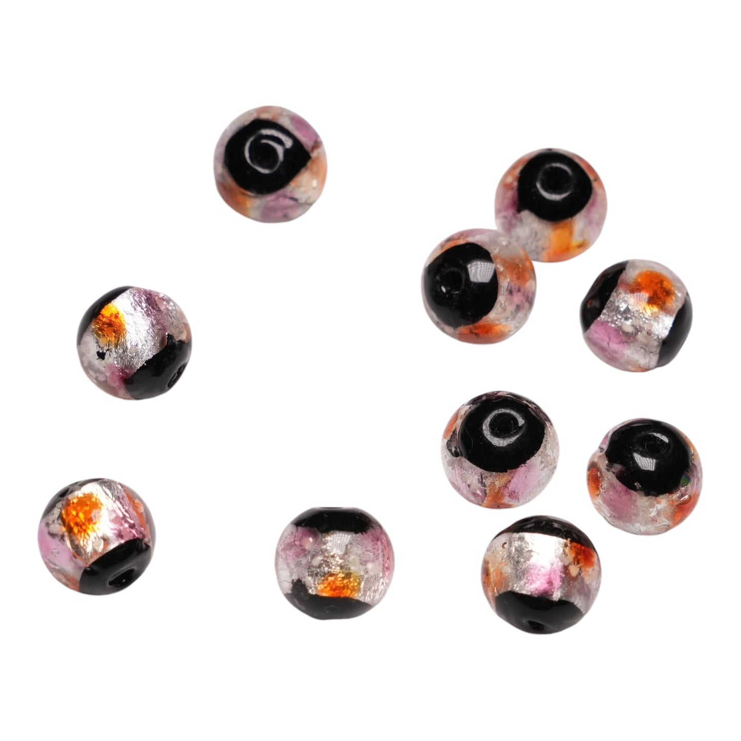 10 perles de verre phosphorescente orange rose #21 - Foliesbijoux