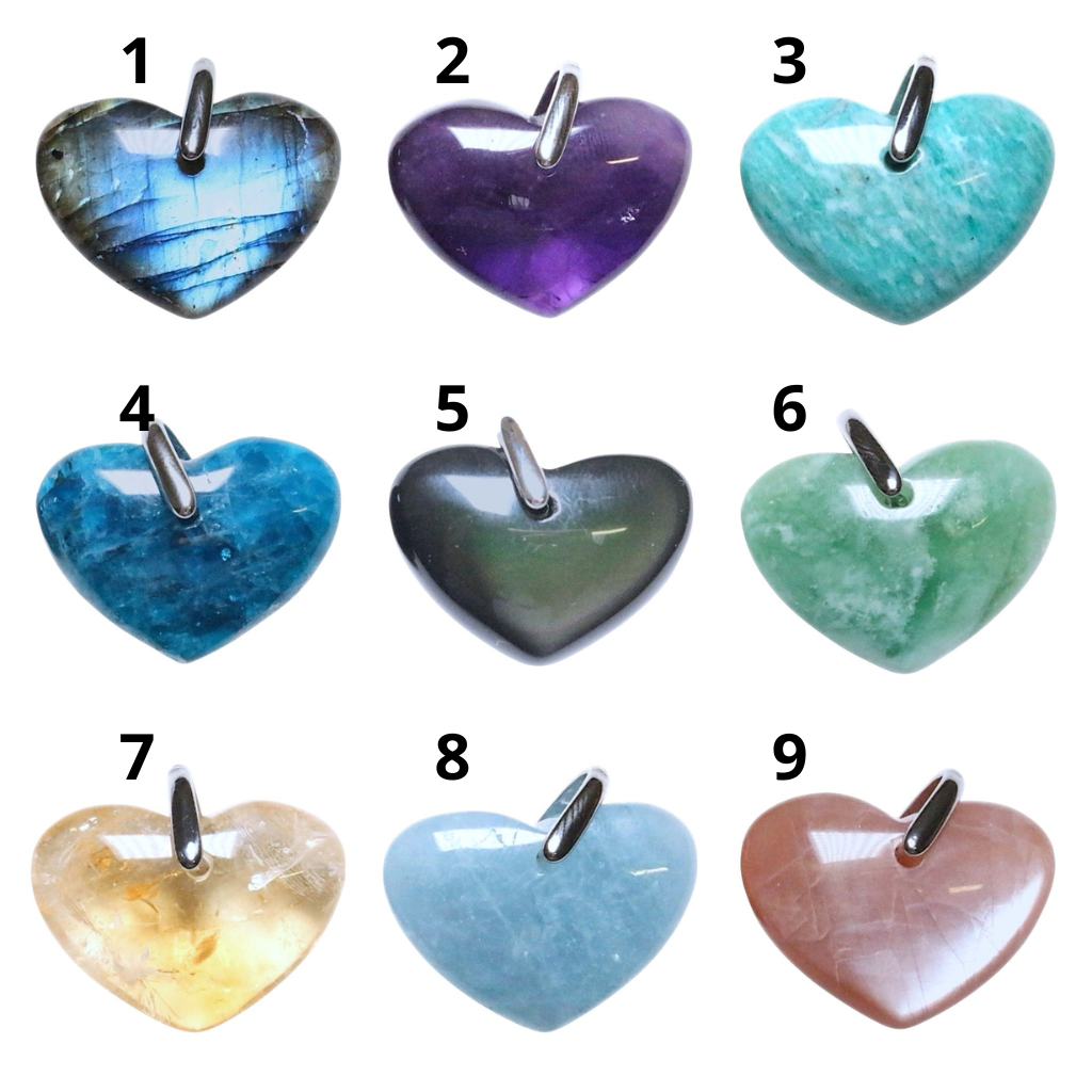 Spécial St-Valentin - Collier perle d’eau douce 8-9 mm avec pendentif forme coeur (bélière doré) (20 pierres disponible) - Foliesbijoux