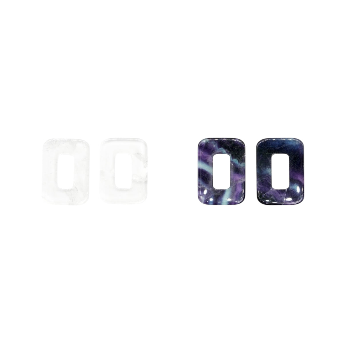 Lot de 2 charm’s forme rectangulaire arrondie pour boucle d’oreille (Créole non comprise) (2 tailles disponible)