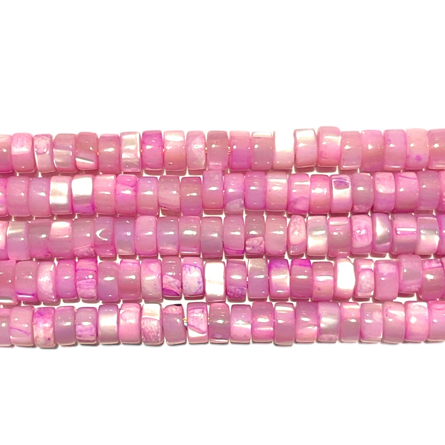 Fil de perle Heishi rose en Nacre - Foliesbijoux