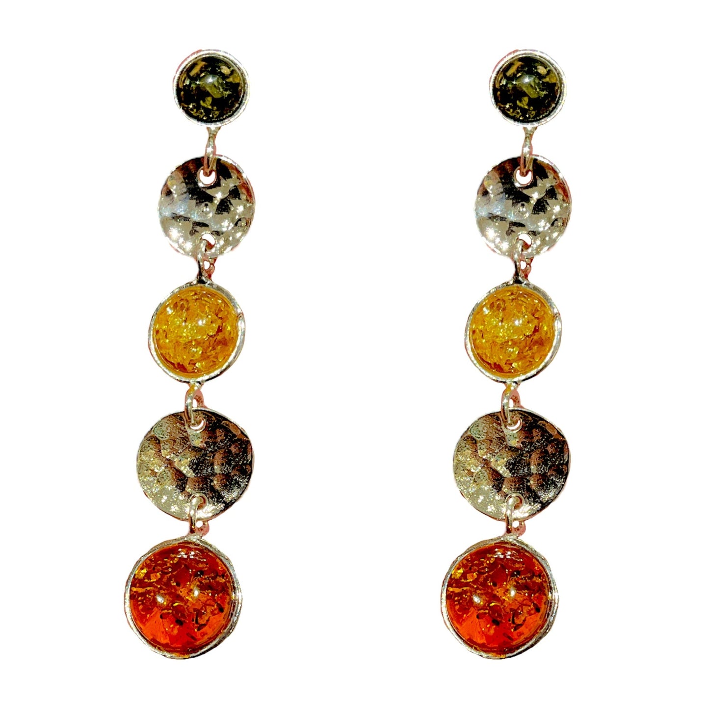 Boucle d'oreille pendante en ambre & Argent 925 (#44) - Foliesbijoux