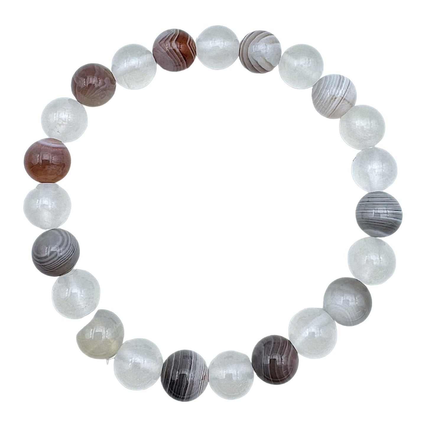 Bracelet Équilibre intérieur AA— Selenite, Agate botswana (numéro 2) - Foliesbijoux