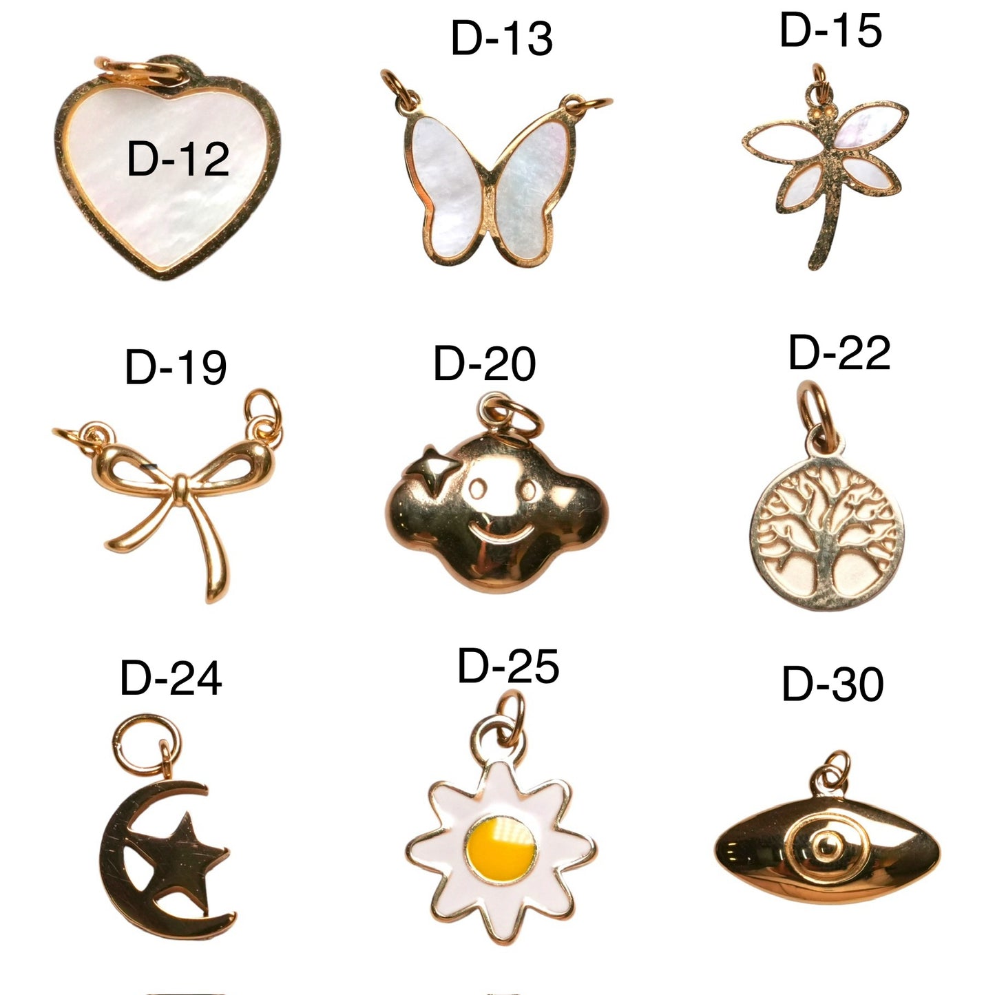 5 Breloques/Pendentifs en acier inoxydable dorée (9 modèles disponible) - Foliesbijoux