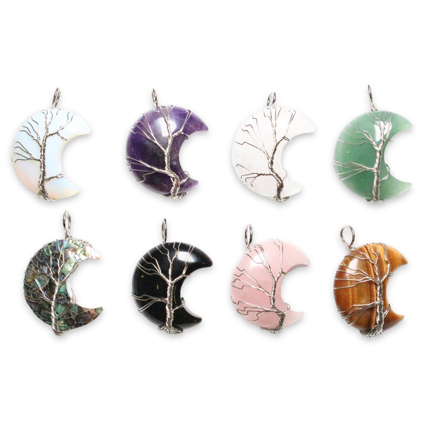 Pendentif en Arbre de vie forme lune argenté - Foliesbijoux