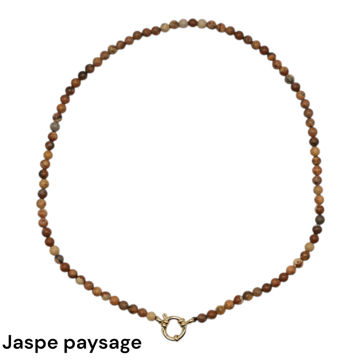 Collier 43 cm 4 mm avec fermoir boué en acier inoxydable dorée (20 pierres disponibles) - Foliesbijoux
