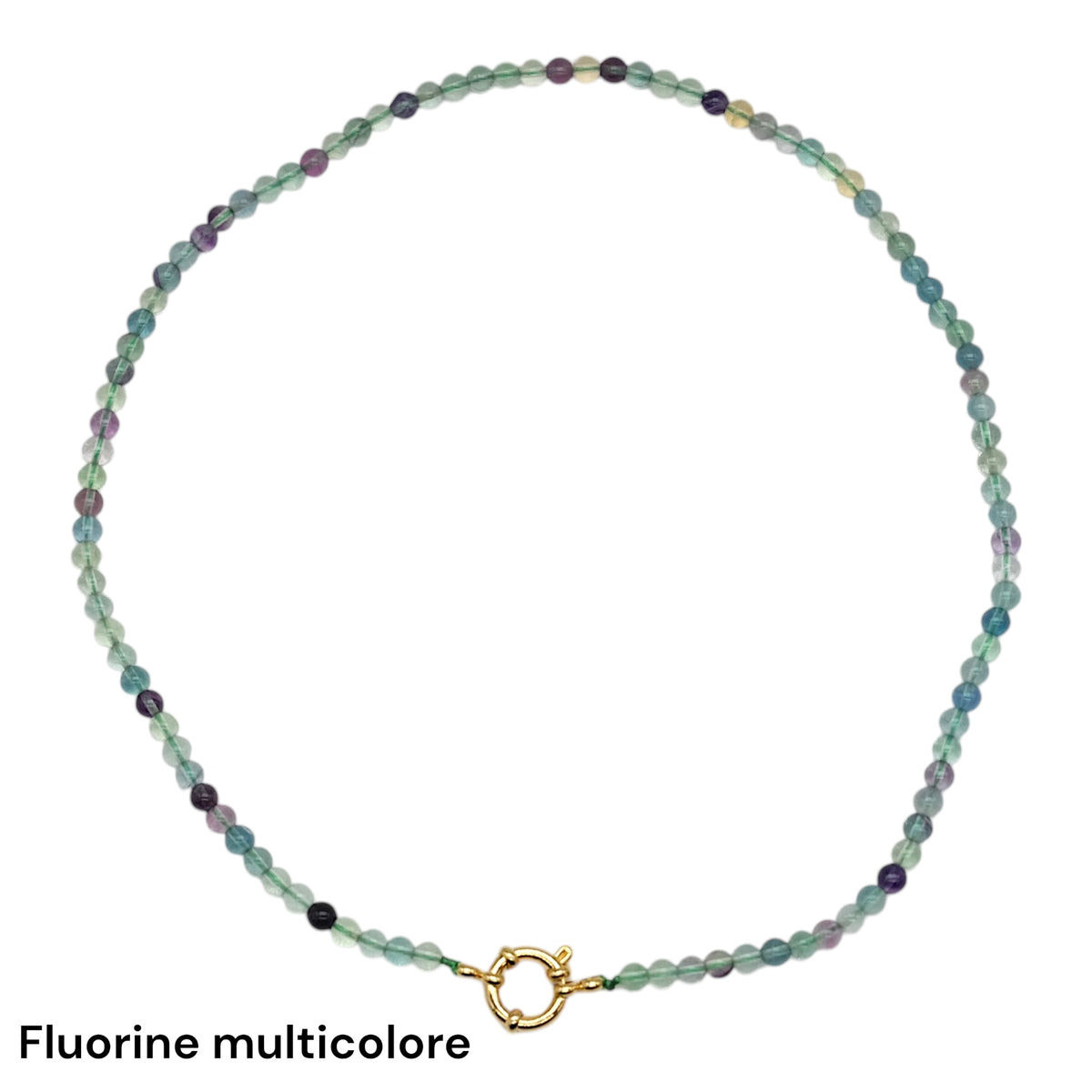 Collier 43 cm en 4 mm avec fermoir boué en acier inoxydable dorée (20 pierres disponibles) - Foliesbijoux