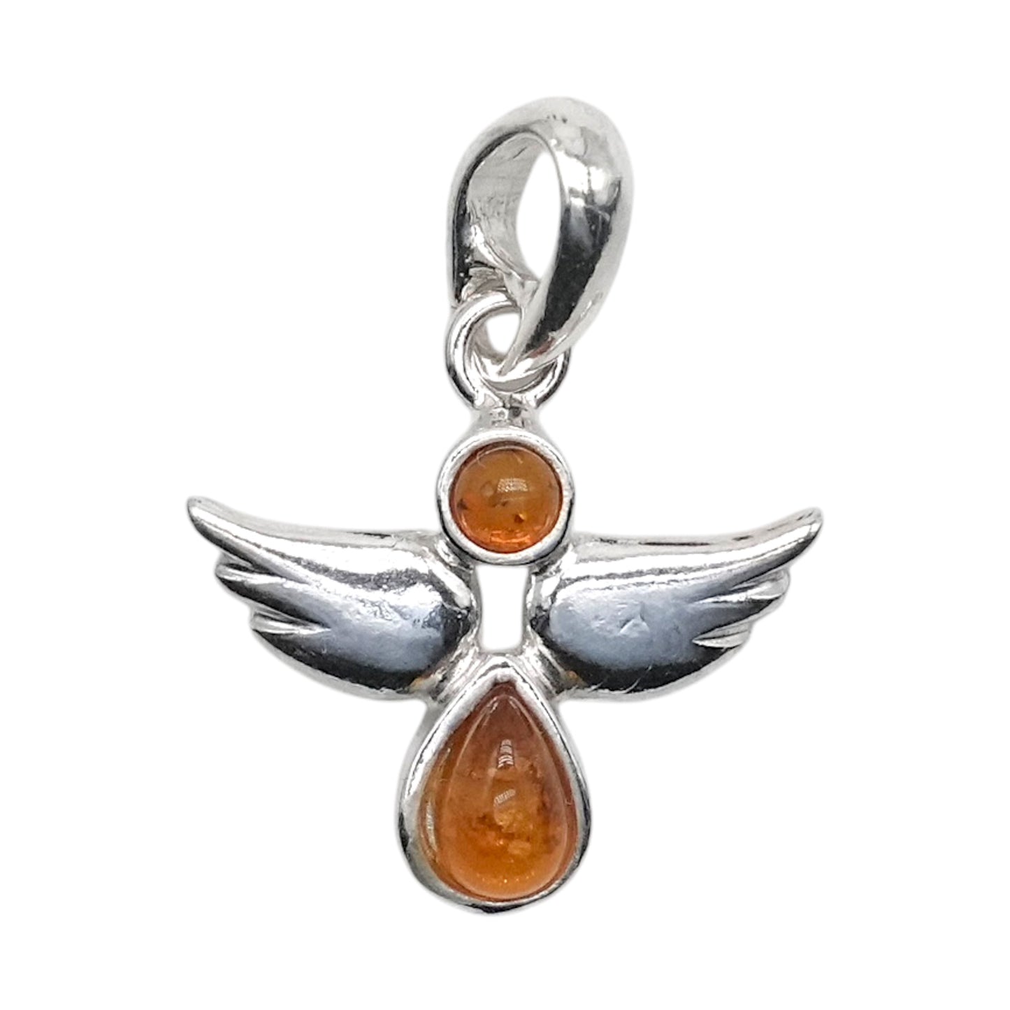 Pendentif ambre & argent forme ange #10 - Foliesbijoux