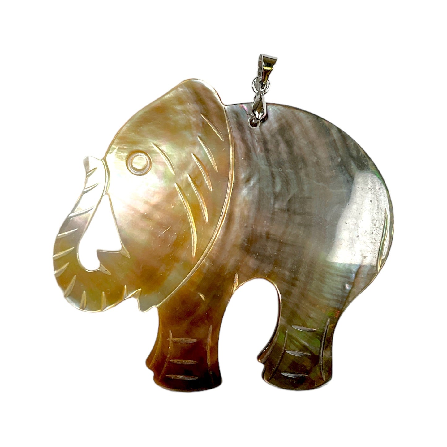 Pendentif elephant noire en nacre d’abalone - Foliesbijoux