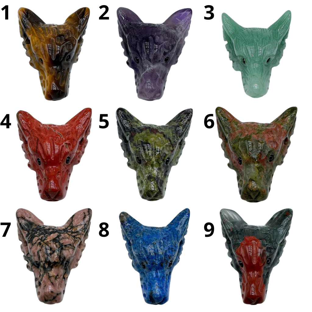 Pendentif loup percé sur le côté (17 pierres différentes) - Foliesbijoux