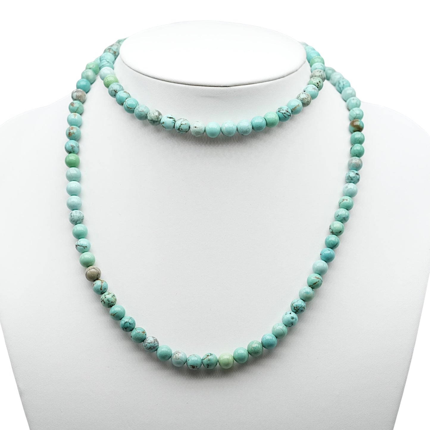 Collier sautoir 75 cm boule Turquoise 6 mm - Foliesbijoux