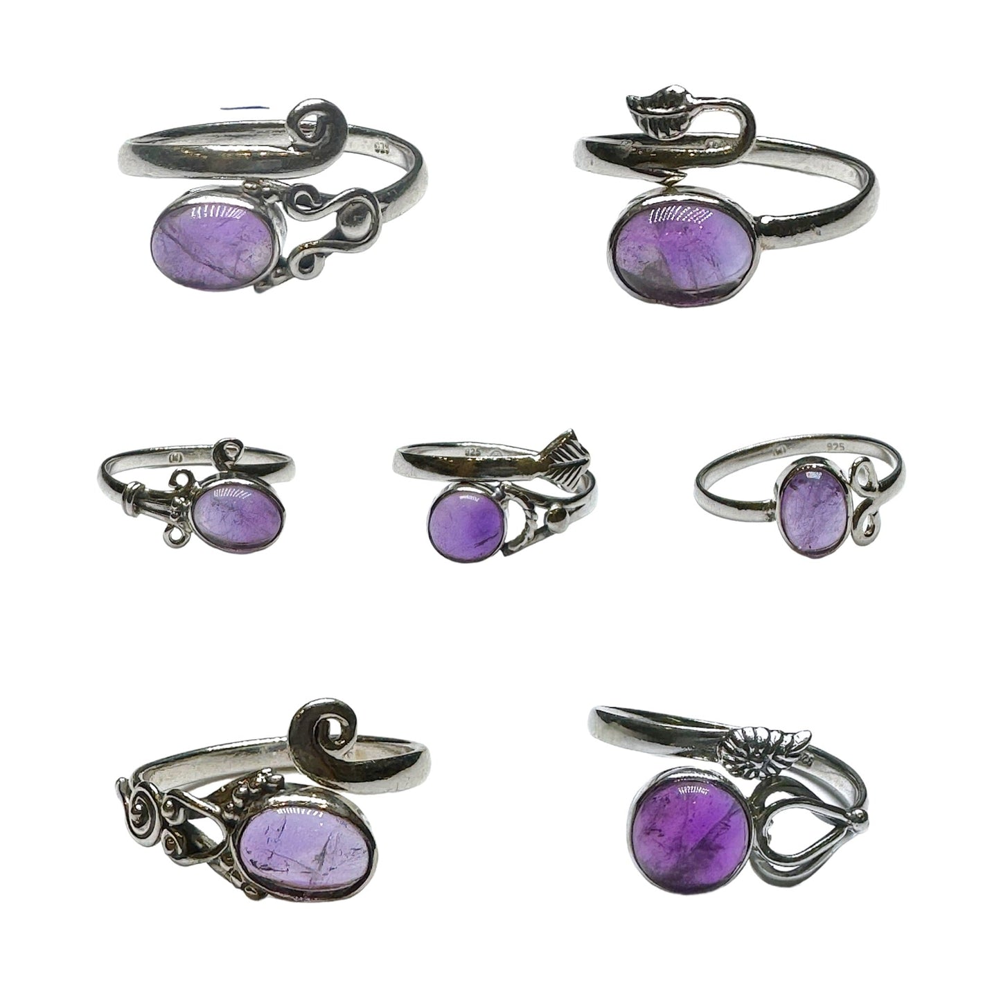 Bague réglable Argent 925 & Améthyste modèle aléatoire - Foliesbijoux