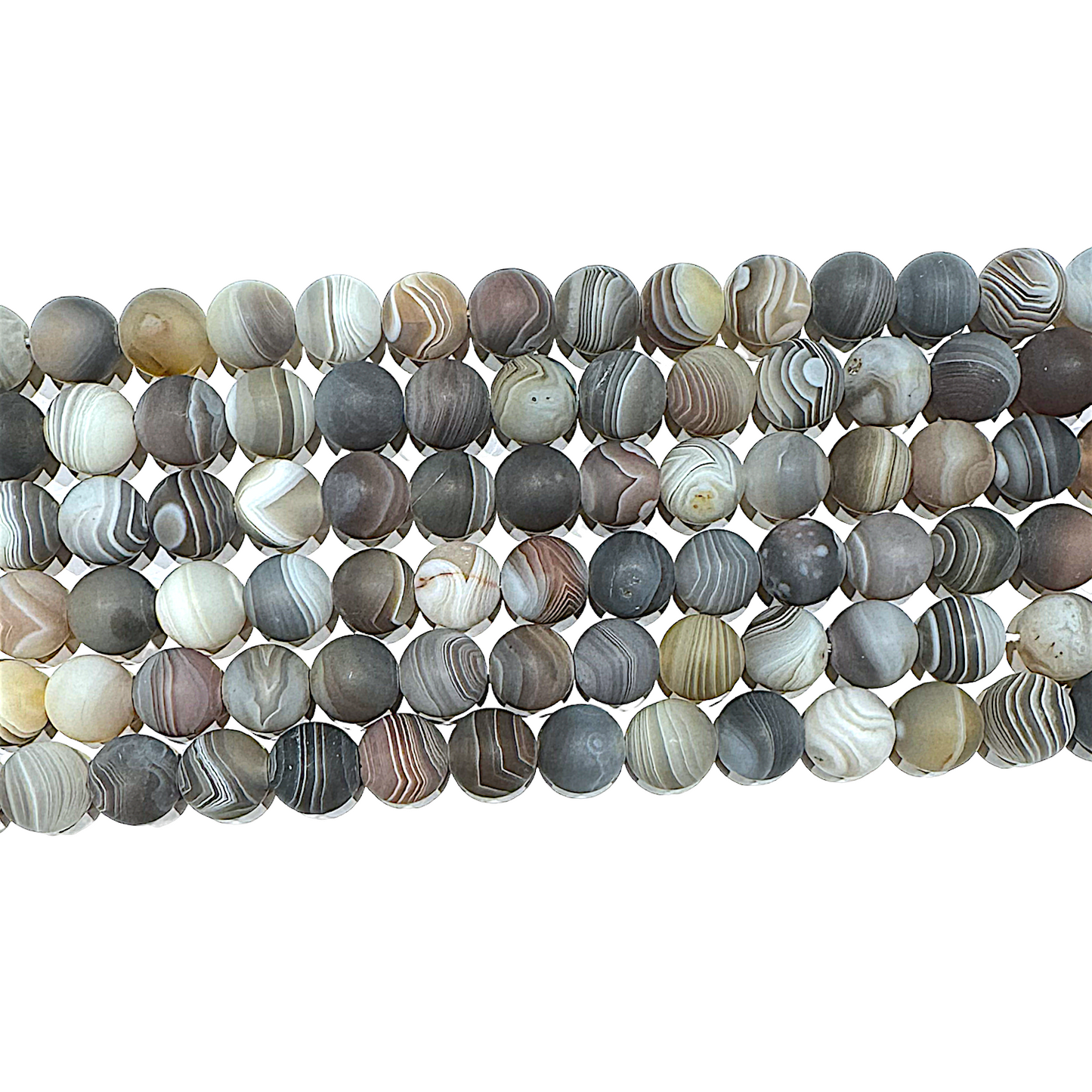 Fil de perle Agate botswana gris AA matte - Foliesbijoux