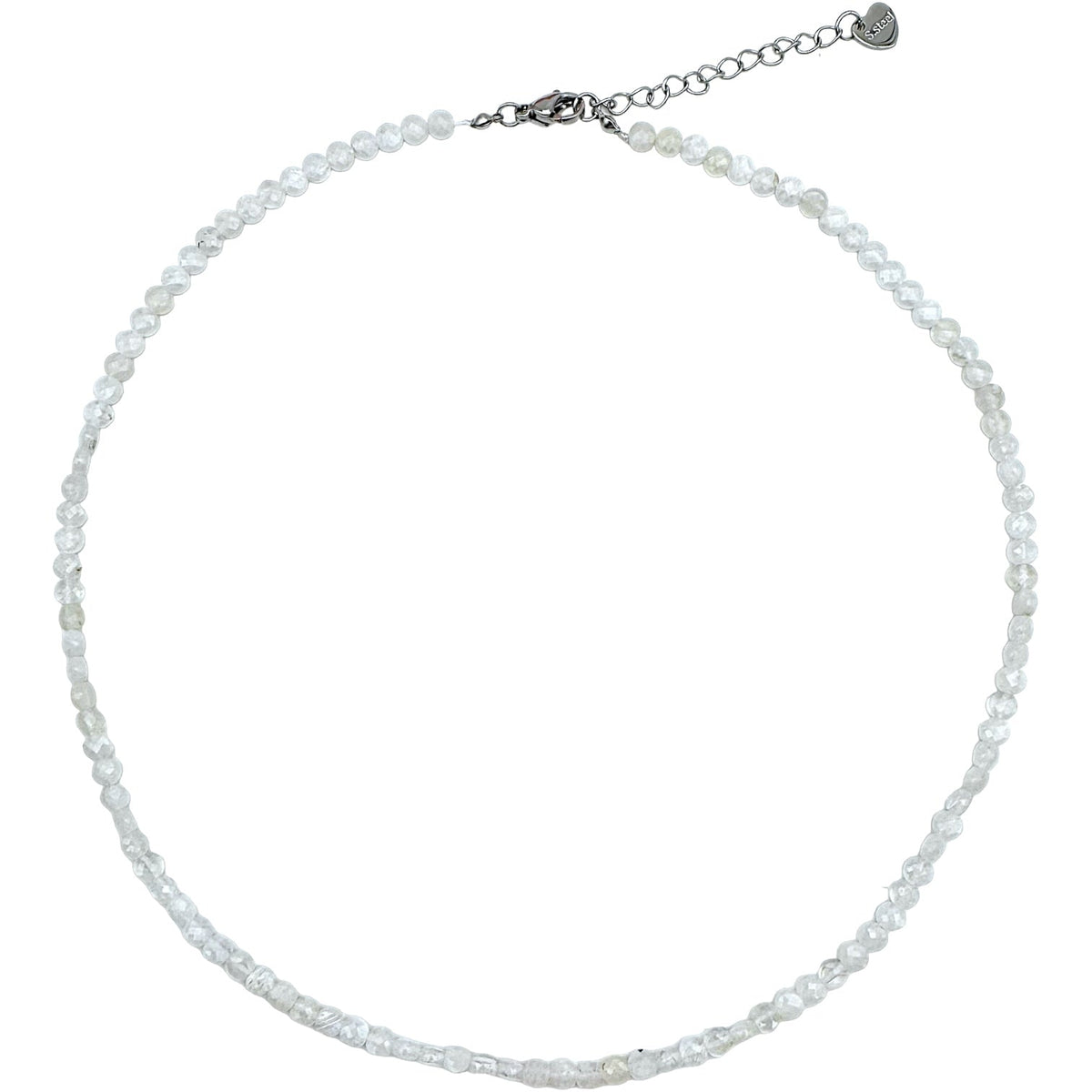 Collier pierre de lune bleutée rond plat 4mm acier inoxydable doré/argenté - Foliesbijoux