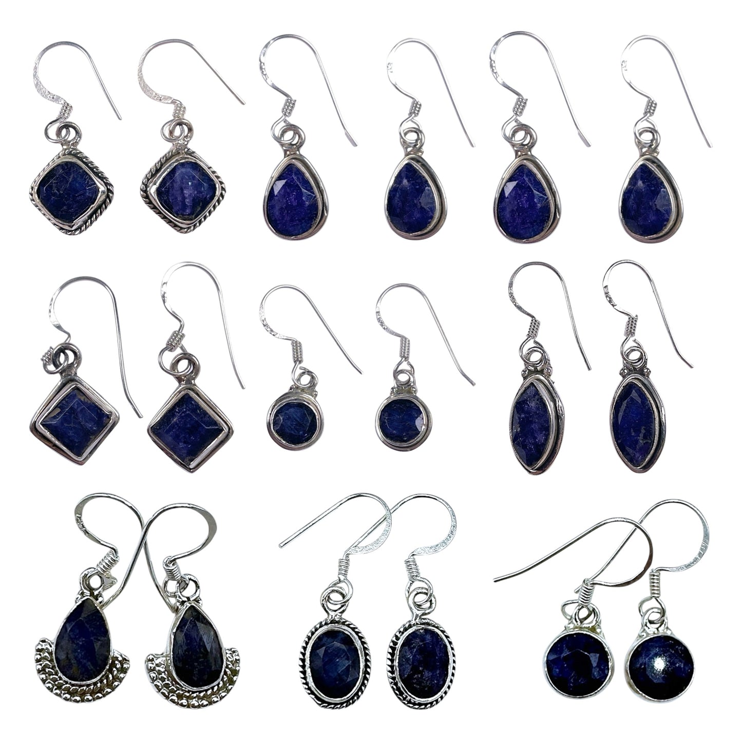 Boucle d'oreille en Argent 925 et Saphir modèle aléatoire - Foliesbijoux