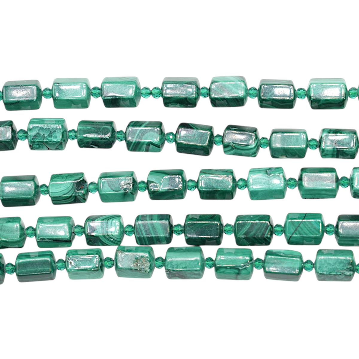 Fil de perles Malachite forme hexagone 7x9mm