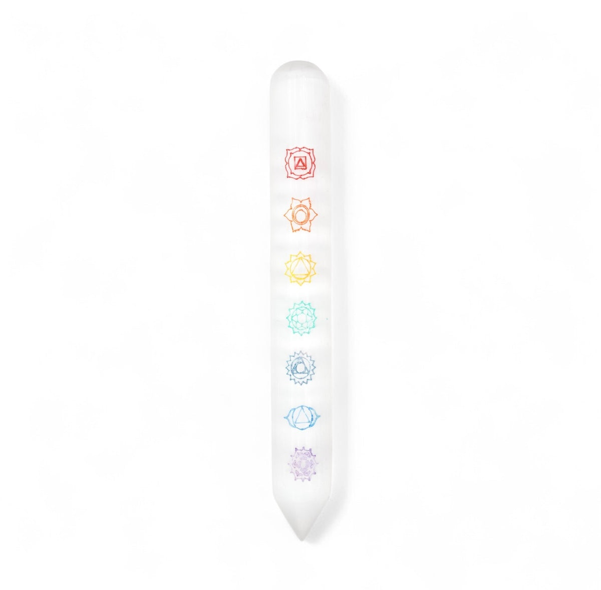 Selenite Wand 7 Chakras (rounded/pointed) (imperfections may occur)