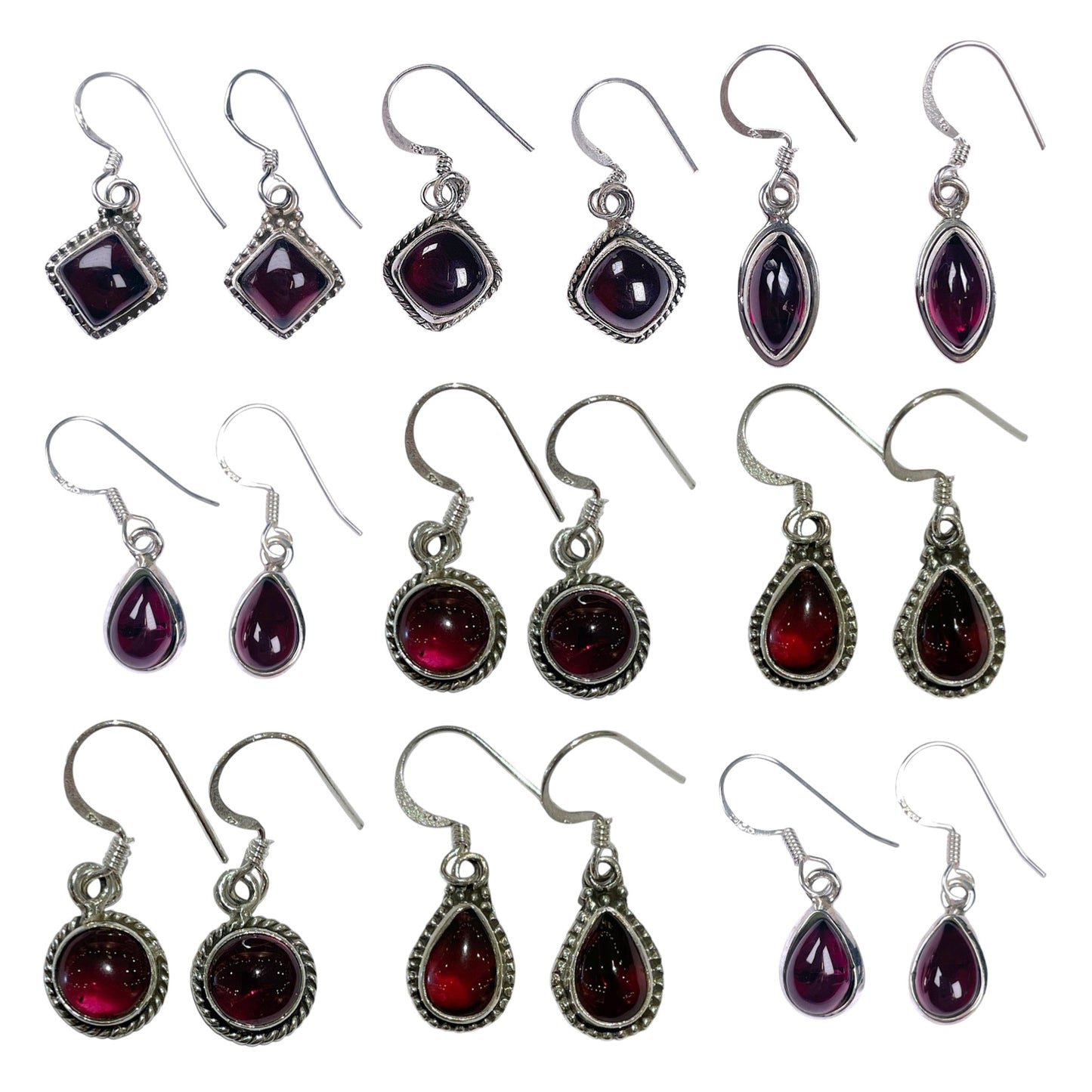 Boucle d'oreille en Argent 925 et Grenat modèle aléatoire - Foliesbijoux