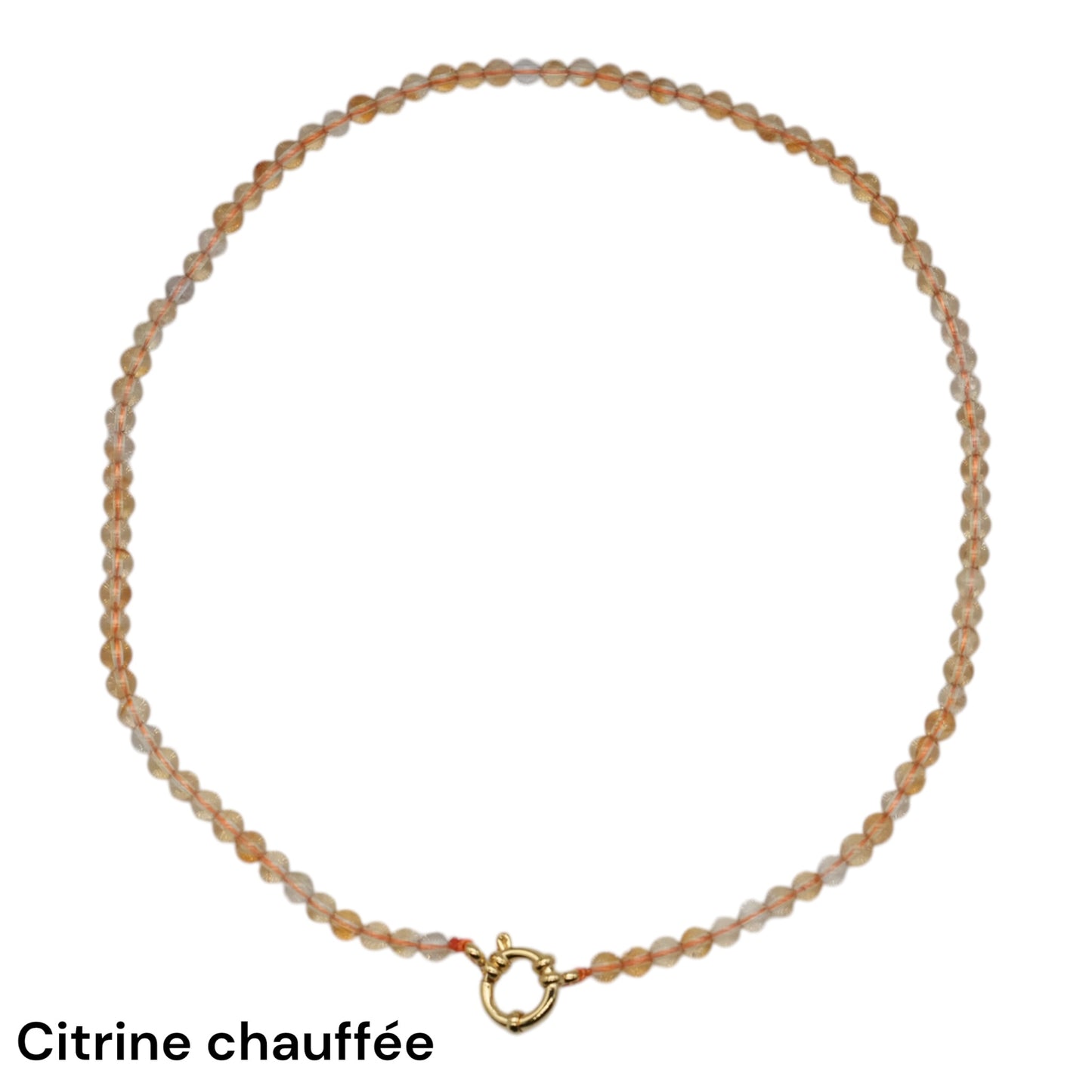 Collier 4 mm avec fermoir boué en acier inoxydable dorée avec pendentif goutte 15x20 mm (10 pierres disponibles) - Foliesbijoux