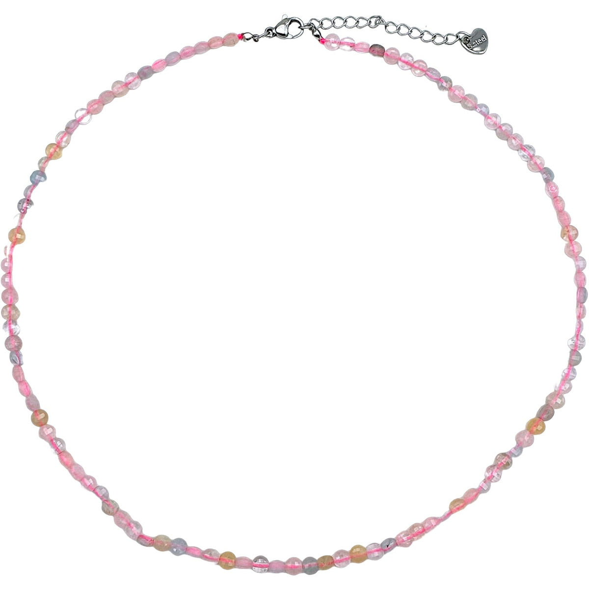 Collier morganite rond plat 4mm acier inoxydable doré/argenté - Foliesbijoux