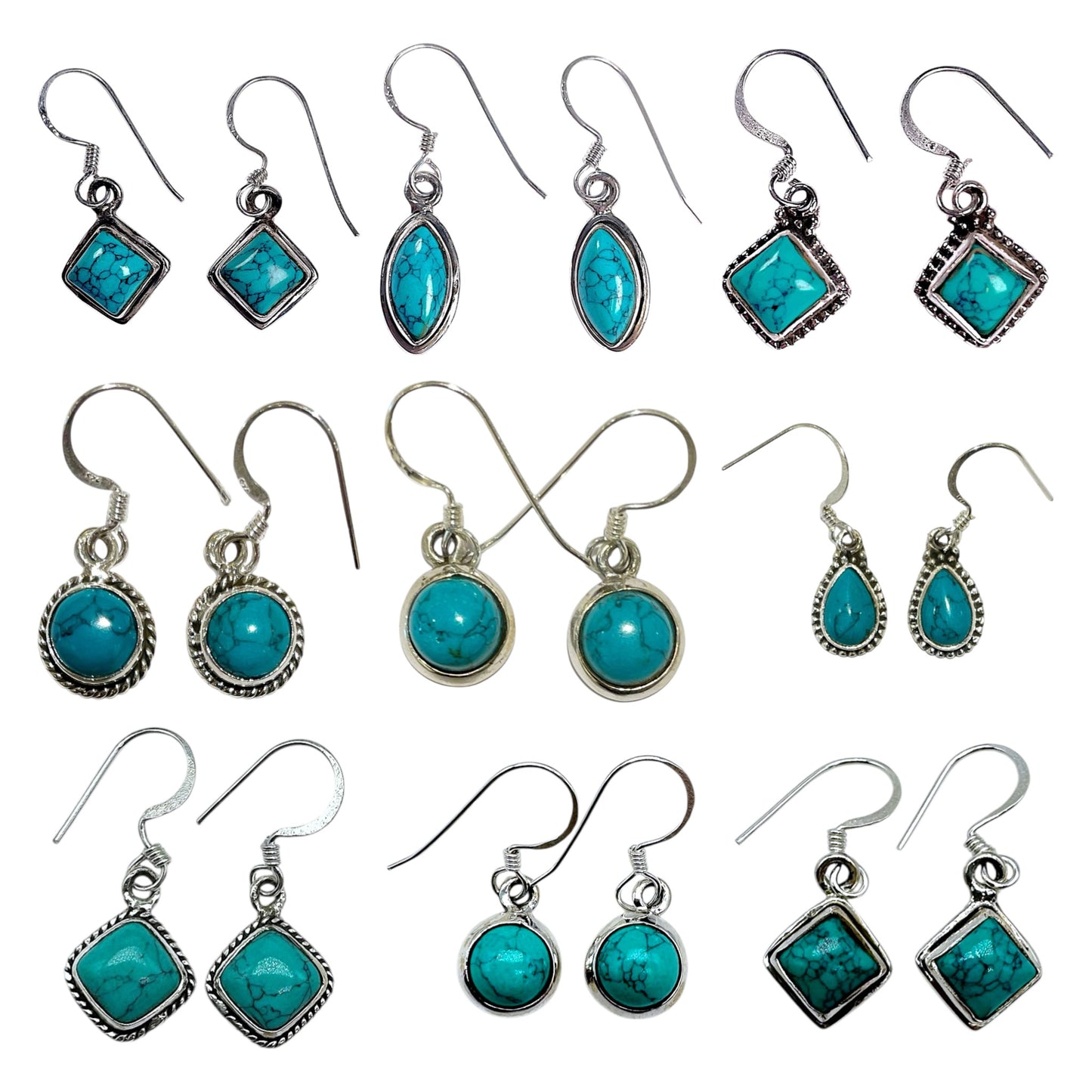 Boucle d'oreille en Argent 925 et Turquoise modèle aléatoire - Foliesbijoux