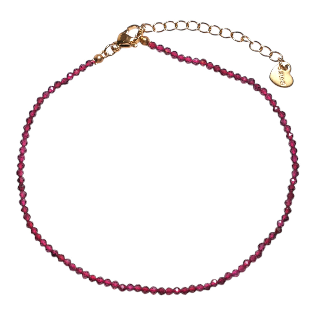 Bracelet/chaine de cheville Grenat perle facetté 2-3 mm avec fermoir acier inoxydable (référence 5) - Foliesbijoux
