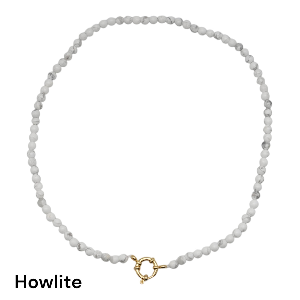 Collier 43 cm 4 mm avec fermoir boué en acier inoxydable dorée (20 pierres disponibles) - Foliesbijoux