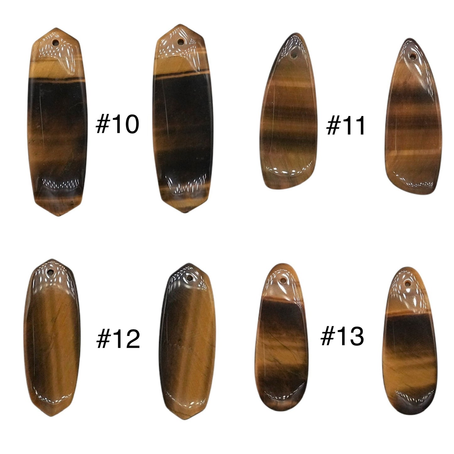 Une paire de deux oeil de tigre pour pendentif ou fabrication de boucle d’oreille - Foliesbijoux