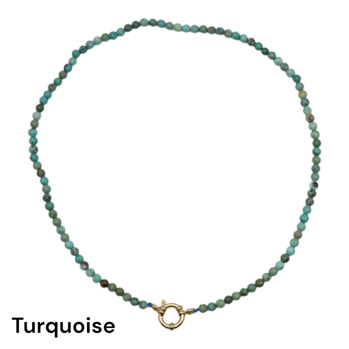 Collier 43 cm en 4 mm avec fermoir boué en acier inoxydable dorée (20 pierres disponibles) - Foliesbijoux