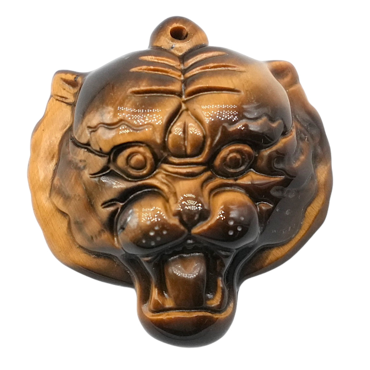 Pendentif tigre en oeil de tigre 3 x 2,9 x 1 cm percé devant (modèle 10) - Foliesbijoux