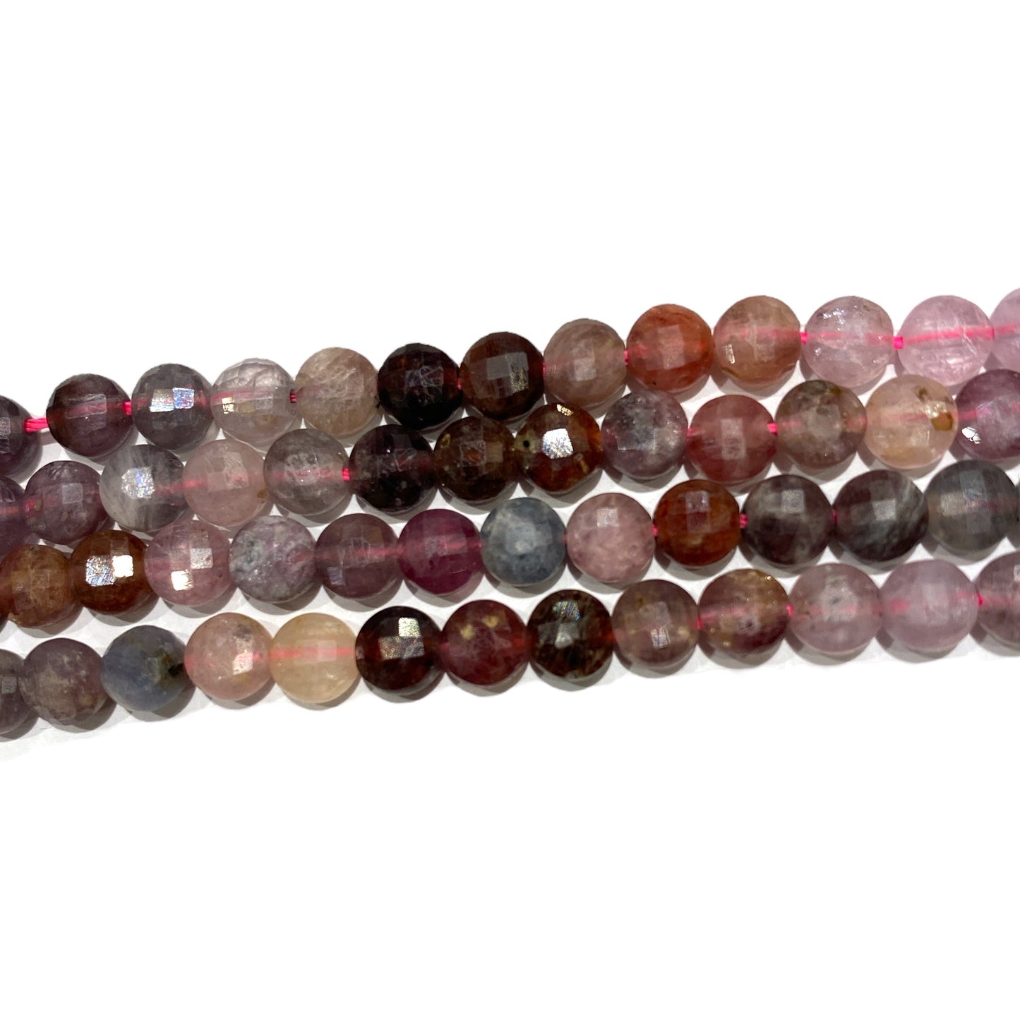 Fil de Saphir Rubis en rond plat facetté 6x6 - Foliesbijoux