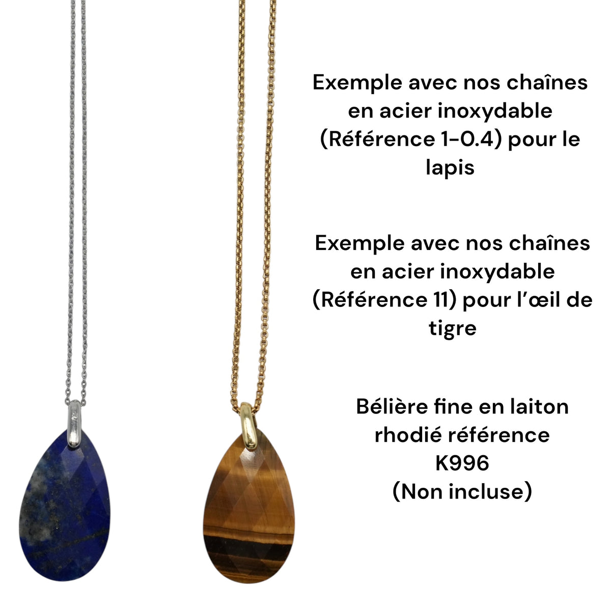 Pendentif goutte facettée 18x30 mm (5 pierres disponibles) (bélière non incluse) - Foliesbijoux