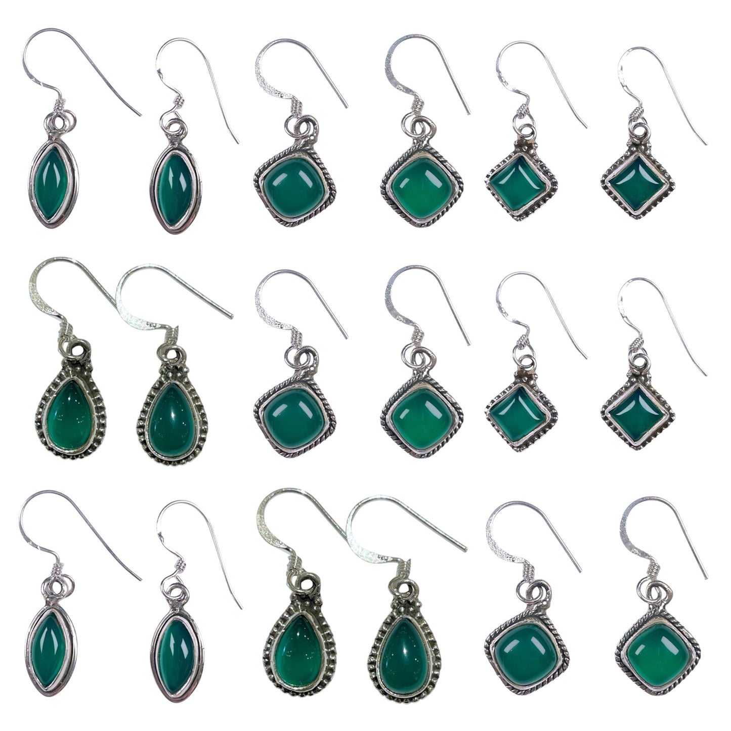 Boucle d'oreille en Argent 925 et Agate verte modèle aléatoire - Foliesbijoux