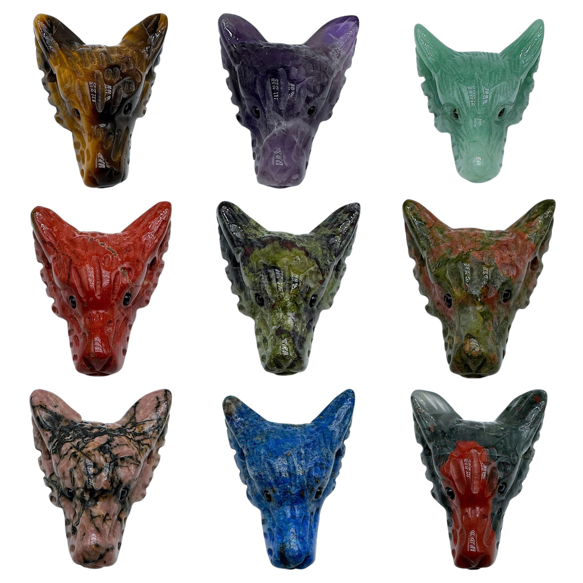 Pendentif loup percé sur le côté (17 pierres différentes) - Foliesbijoux
