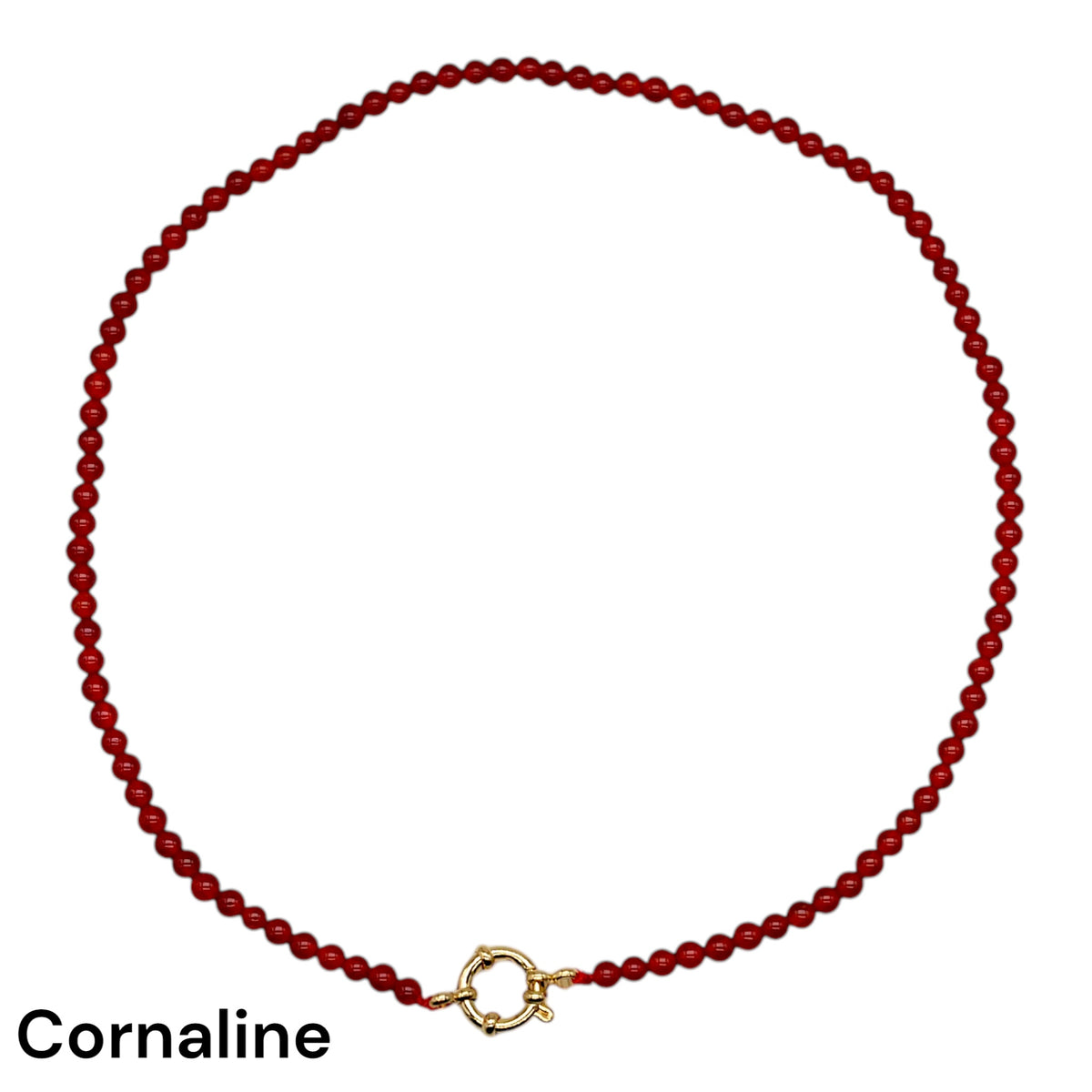 Collier 43 cm 4 mm avec fermoir boué en acier inoxydable dorée (20 pierres disponibles) - Foliesbijoux