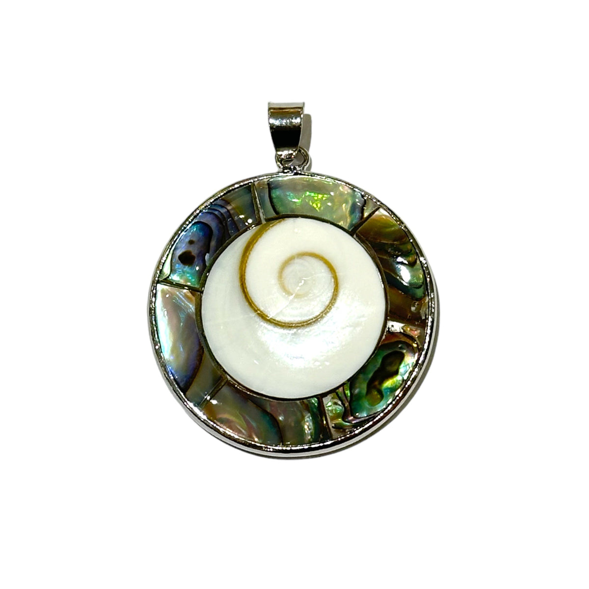 Pendentif en Oeil de sainte Lucie et abalone - Foliesbijoux