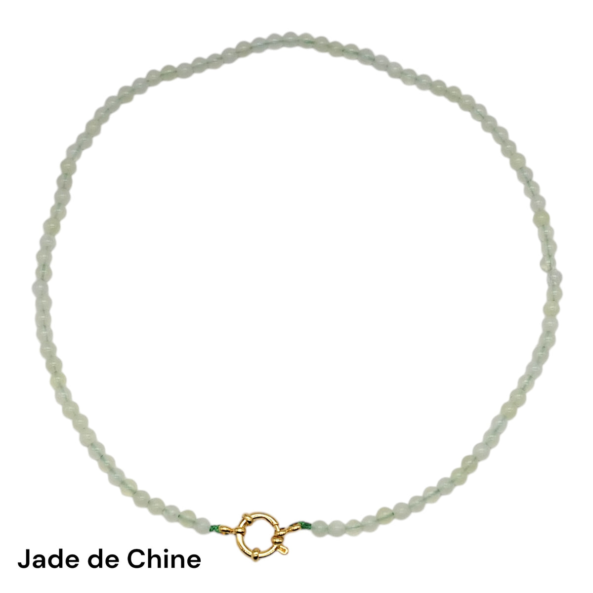 Collier 43 cm en 4 mm avec fermoir boué en acier inoxydable dorée (20 pierres disponibles) - Foliesbijoux