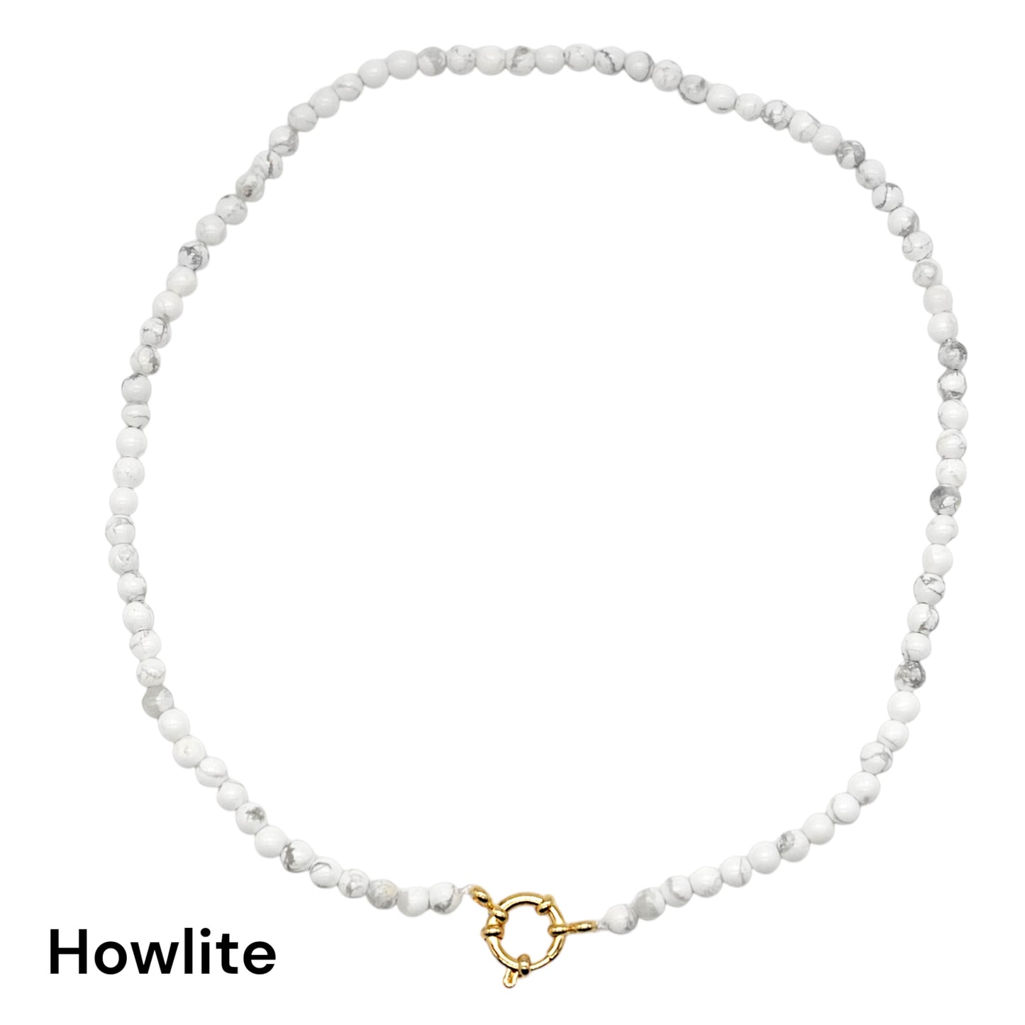 Collier 43 cm 4 mm avec fermoir boué en acier inoxydable dorée (20 pierres disponibles) - Foliesbijoux