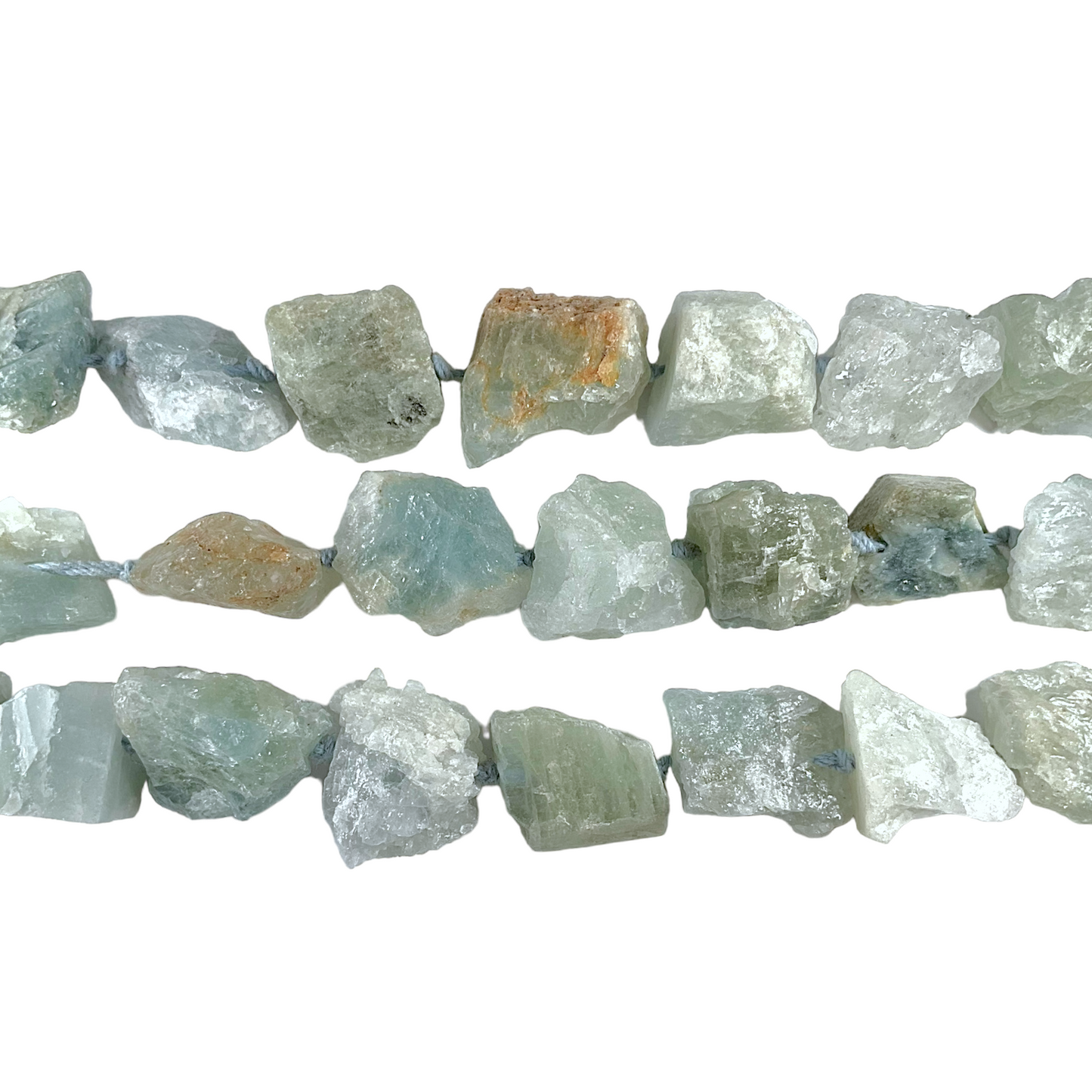 Fil pierre brutes en aigue marine - Foliesbijoux