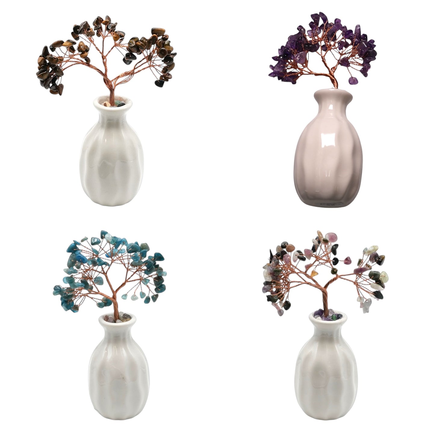 Arbre de vie avec vase en céramique blanche - Foliesbijoux