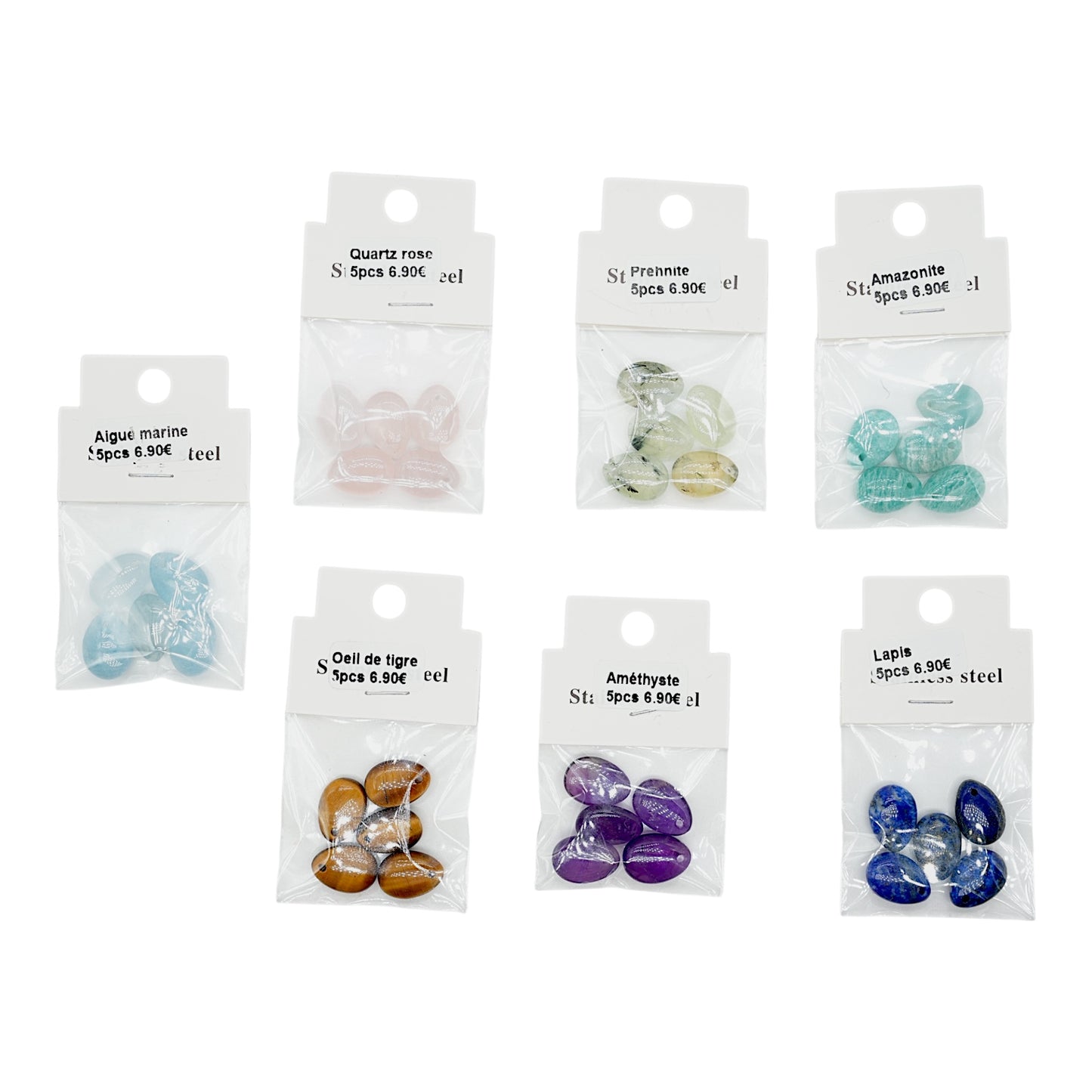 Lot de 5 pendentifs mini gouttes 8x12 mm (7 pierres naturelles disponible)