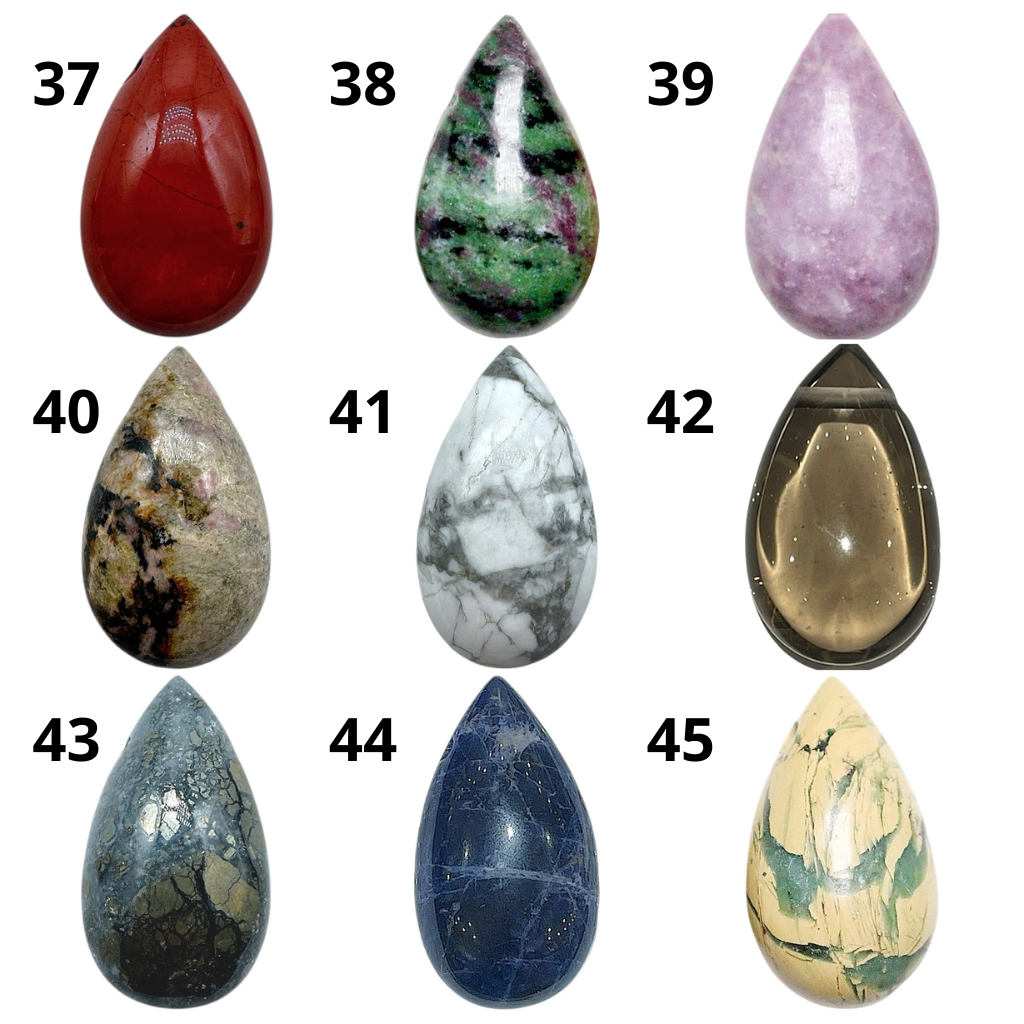 Pendentif forme goutte percé sur le côté (45 pierres différentes) - Foliesbijoux