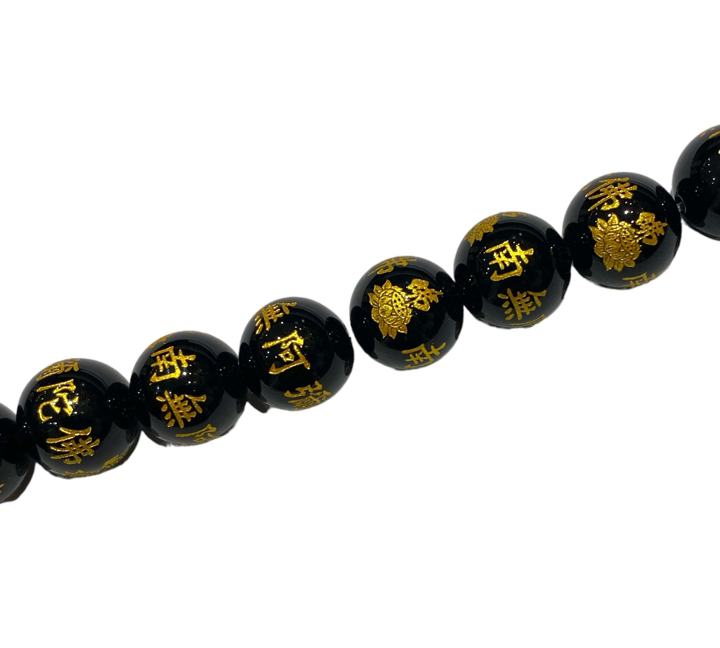 Fil de perle Mantra chinois Obsidienne A - Foliesbijoux